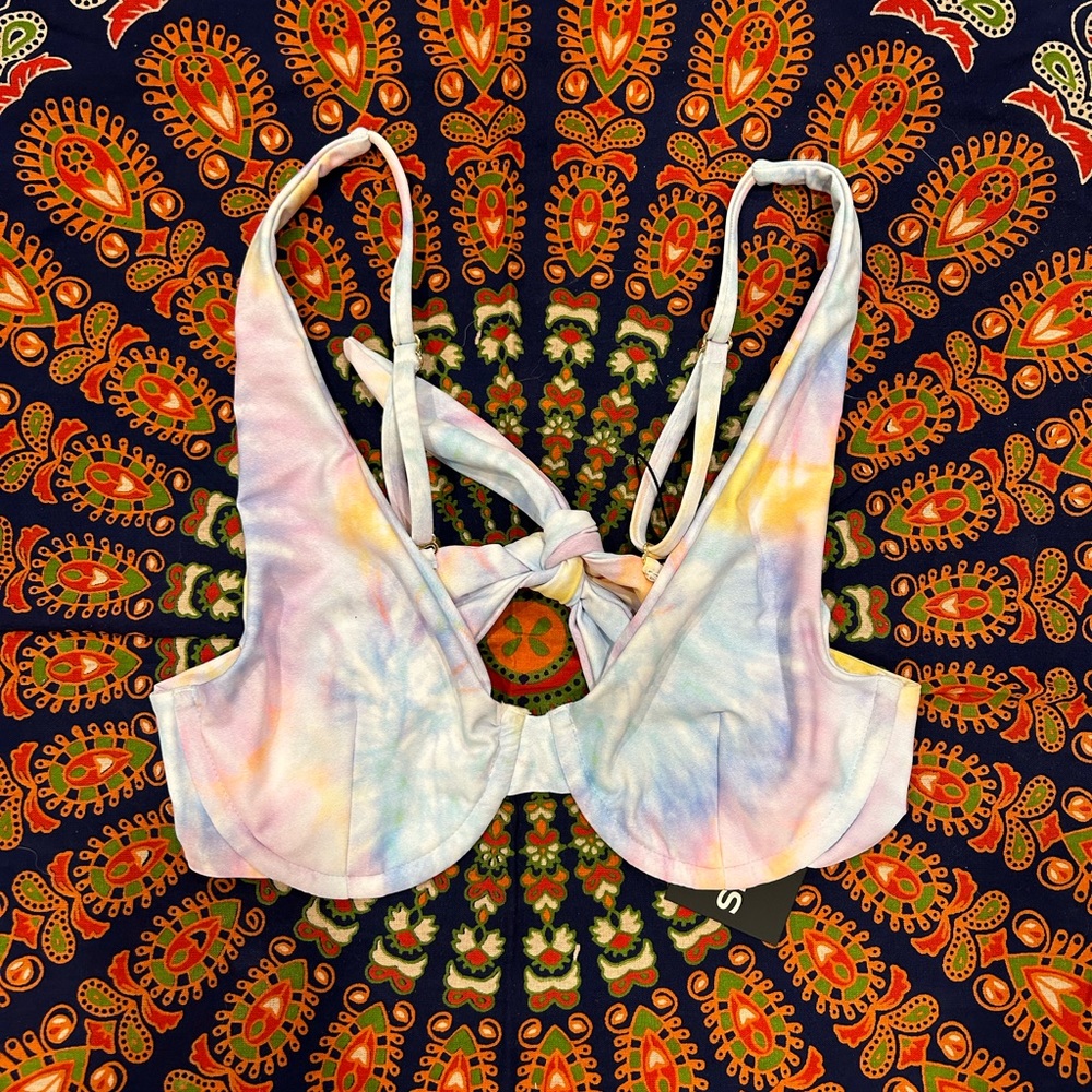Skatie Pastel Tie-Dye Underwire Bikini Top in Lavender, Pink, Yellow